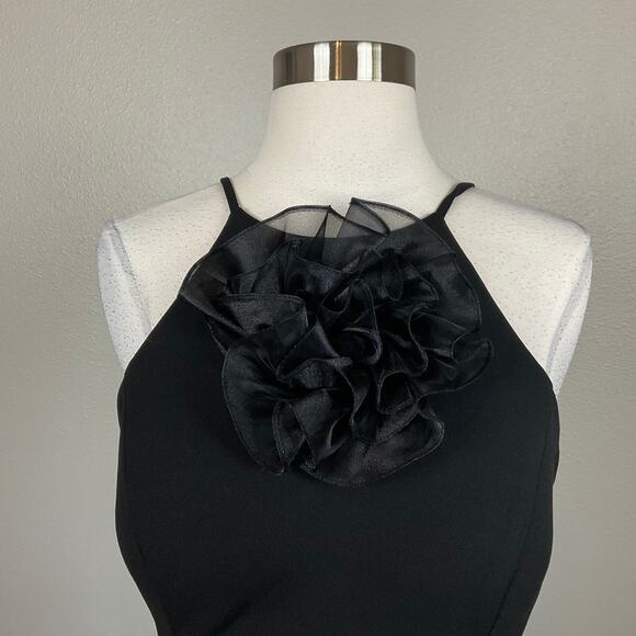 XSCAPE Sleeveless Halter Thigh Slit Long Evening Gown Black Size 14 Formal Dress - Picture 8 of 12